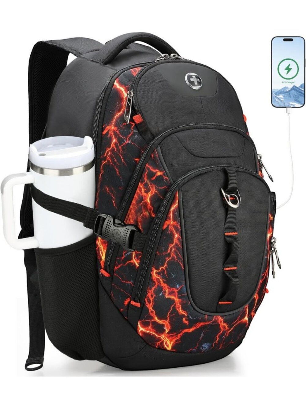 Stylish Laptop Backpack for Men with USB Charging Port & Multiple Pockets